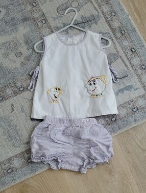 Benoit & Matisse Disney's Beauty and the Beast Embroidered Side Tie Set Sz24m